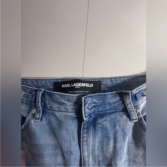 Karl Lagerfeld Women's Blue Wide Flare Jeans - Picture 3 of 4